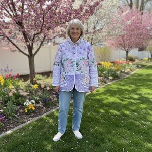 Quilted jacket for women gift for mom gift for spring lavender and pink quilted